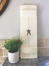 Load image into Gallery viewer, Wooden Shutters, rustic home decor, star decor, heart decor, handmade wooden panels,