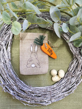 Load image into Gallery viewer, Easter Treat Bags , Burlap bag with personalised wooden carrot