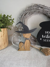 Load image into Gallery viewer, Halloween decor, Womble Cat Witch