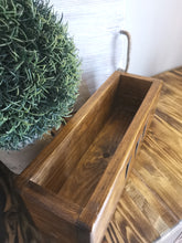 Load image into Gallery viewer, Wooden Storage Crate, country decor plant display , Dark Oak Hearts