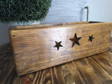 Load image into Gallery viewer, Wooden Storage Crate, country decor plant display , Dark Oak Stars