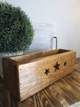 Load image into Gallery viewer, Wooden Storage Crate, country decor plant display , Dark Oak Stars