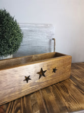 Load image into Gallery viewer, Wooden Storage Crate, country decor plant display , Dark Oak Stars