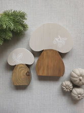 Load image into Gallery viewer, Set of Two Wooden Mushrooms