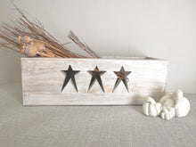 Load image into Gallery viewer, Wooden Storage Crate, country decor plant display , Rustic White Stars