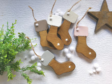 Load image into Gallery viewer, Wooden Christmas Boot hanging decoration - can be personalised