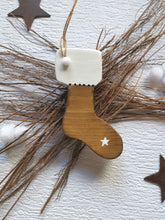 Load image into Gallery viewer, Wooden Christmas Boot hanging decoration - can be personalised