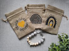 Load image into Gallery viewer, Teachers Gift, burlap bag with beaded keychain