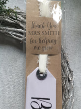 Load image into Gallery viewer, Teachers Gift, wooden flower tag with personalised gift wrap
