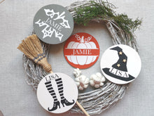 Load image into Gallery viewer, Autumn / Halloween wooden personalised Place Name discs