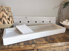 Load image into Gallery viewer, Low Wide Wooden Styling Tray with candle insert, Table centerpiece, candle display