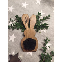 Load image into Gallery viewer, Freestanding Wooden Rabbit Bunny with black pom pom tail Easter Gift Nursery Home Decor Interiors , can be Personalised