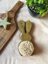 Load image into Gallery viewer, Wooden Rabbit, Bunny with pom pom tail, Easter Gift Nursery Home Decor Personalised