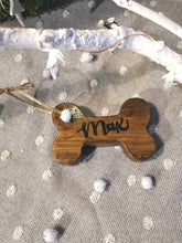 Load image into Gallery viewer, Christmas Tree Decoration, Wooden Dog Bone, Personalised Home Decor Gift,