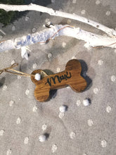 Load image into Gallery viewer, Christmas Tree Decoration, Wooden Dog Bone, Personalised Home Decor Gift,