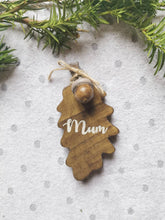 Load image into Gallery viewer, Personalised Gift Wooden Hanging Oak Leaf & Wooden Acorn - children gift keepsake memory Teachers Gift, home decor,