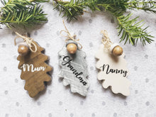 Load image into Gallery viewer, Personalised Gift Wooden Hanging Oak Leaf & Wooden Acorn - children gift keepsake memory Teachers Gift, home decor,