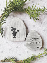 Load image into Gallery viewer, Wooden Easter Eggs set of Two, rabbit decoration spring decor