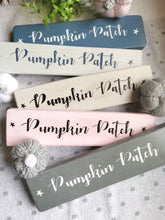 Load image into Gallery viewer, Rustic wooden Pumpkin Patch sign, Autumn decor Farmhouse Country kitchen GREY, Pink, Cream, Blue