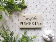 Load image into Gallery viewer, Pumpkin wooden sign | Fairytale Pumpkins| Autumn decor | Farmhouse Country kitchen Dark Oak, Potters Clay, Evergreen