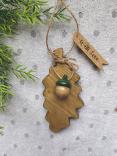 Load image into Gallery viewer, Wooden Hanging Oak Leaf & Wooden Acorn - children gift keepsake memory Teachers Gift Autumn home decor New Home Gift