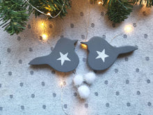 Load image into Gallery viewer, Pair of wooden birds, love birds, Home Decor, home ware gifts, new home gift, Easter decorations