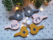 Load image into Gallery viewer, Pair of wooden birds, love birds, Home Decor, home ware gifts, new home gift, Easter decorations