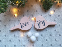 Load image into Gallery viewer, Pair of wooden birds, love birds, Home Decor, home ware gifts, new home gift, Easter decorations