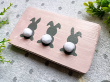 Load image into Gallery viewer, Wooden bunny sign, Rabbit plaque, home interiors, tiered tray decor, Easter accessories