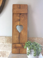 Load image into Gallery viewer, Wooden Shutters, rustic home decor, star decor, heart decor, handmade wooden panels,