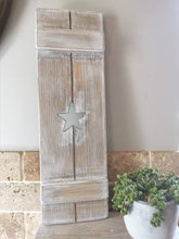 Load image into Gallery viewer, Wooden Shutters, rustic home decor, star decor, heart decor, handmade wooden panels,