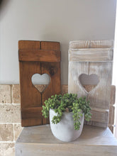 Load image into Gallery viewer, Wooden Shutters, rustic home decor, star decor, heart decor, handmade wooden panels,