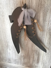 Load image into Gallery viewer, Pair of wooden Witches shoes
