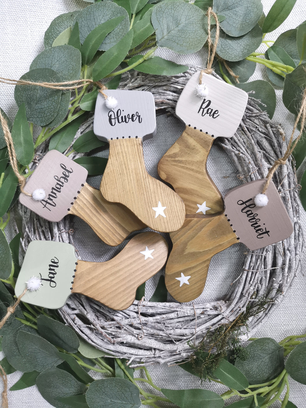 Wooden Christmas Boot, Hanging Decoration, Christmas tree, personalised