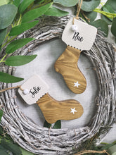 Load image into Gallery viewer, Wooden Christmas Boot, Hanging Decoration, Christmas tree, personalised
