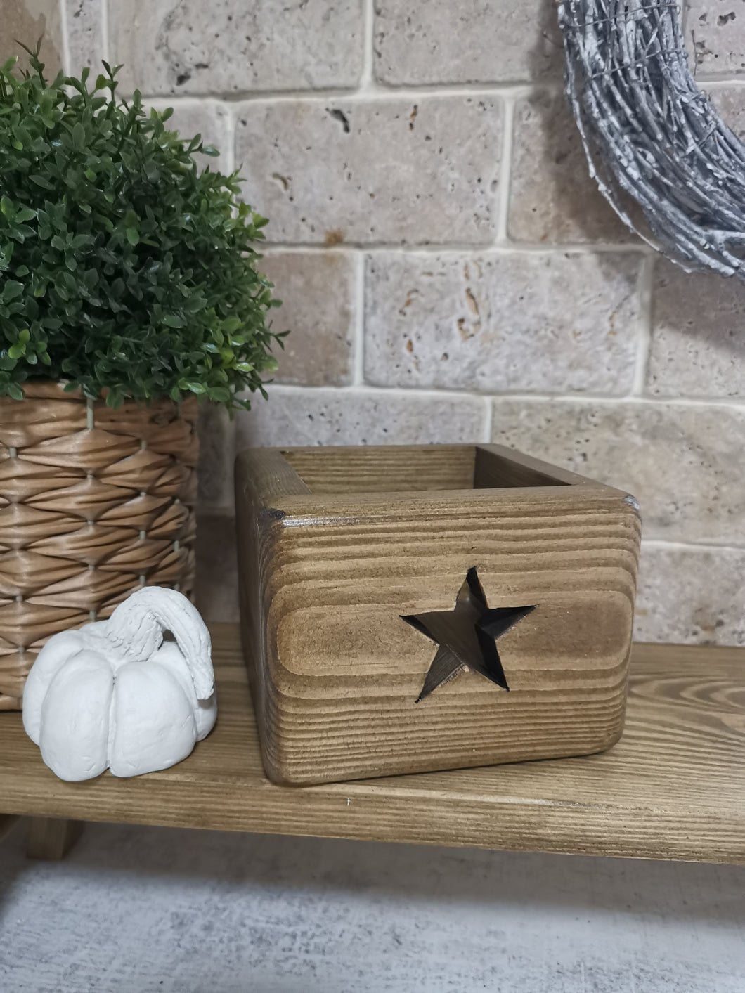 Primitive wooden star or Heart Candle Holder