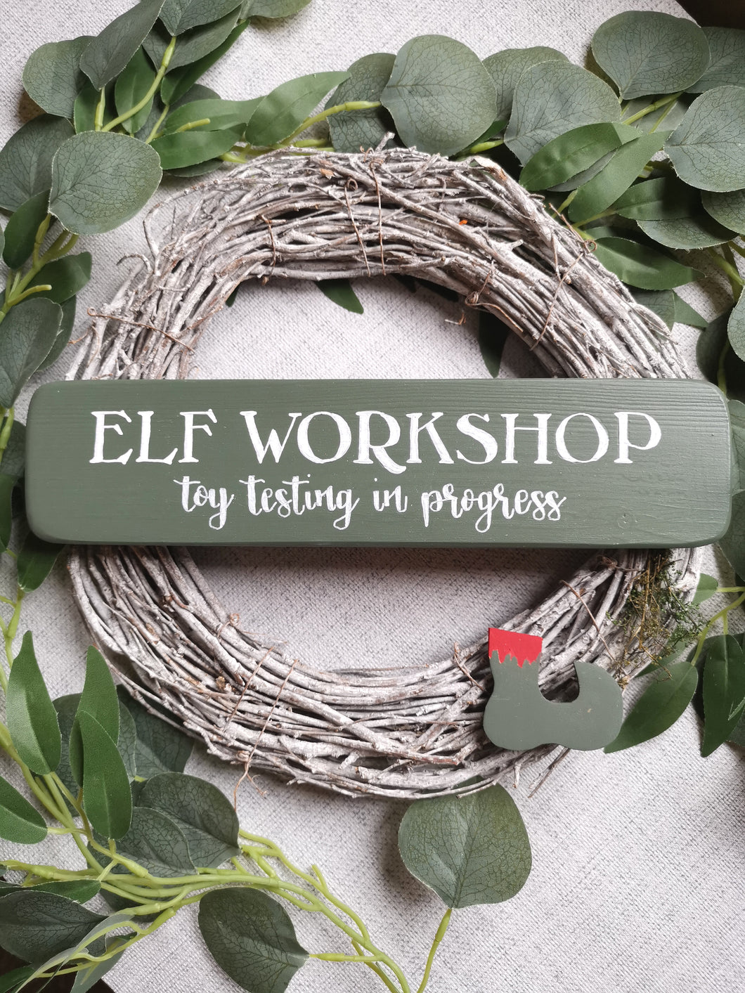Elf Workshop wooden sign