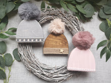 Load image into Gallery viewer, Wooden Hat with pom pom - can be personalised
