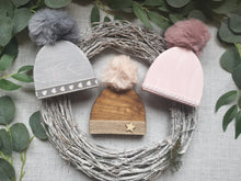Load image into Gallery viewer, Wooden Hat with pom pom - can be personalised
