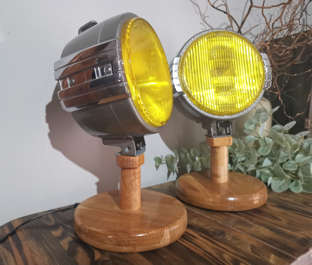 PAIR of Vintage Fog Light Repurposed Lamps
