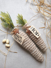 Load image into Gallery viewer, Hand knitted Jumbo carrots with cotton tags
