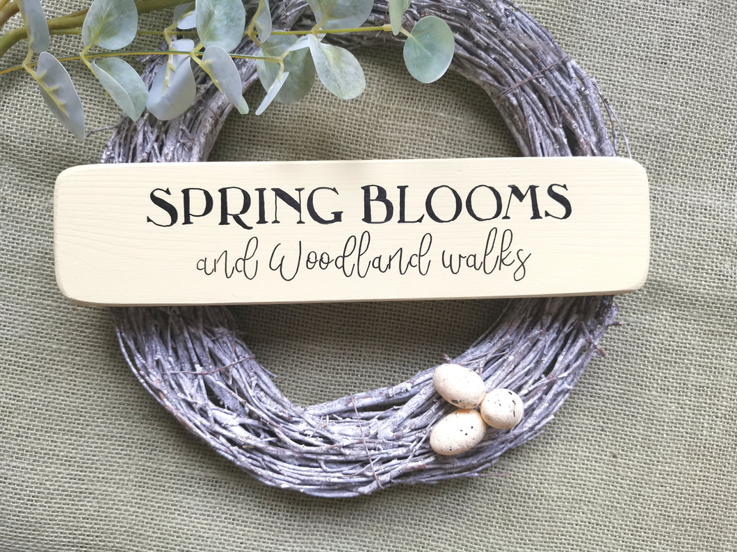 Wooden Sign, Spring Blooms & Woodland Walks
