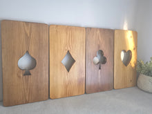 Load image into Gallery viewer, Wooden panels with playing card designs
