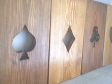 Load image into Gallery viewer, Wooden panels with playing card designs

