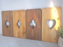 Load image into Gallery viewer, Wooden panels with playing card designs
