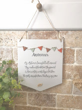 Load image into Gallery viewer, Wooden Autumn Flag sign
