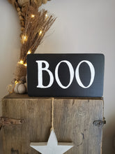 Load image into Gallery viewer, Halloween BOO wooden sign
