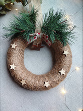 Load image into Gallery viewer, Small hessian Christmas wreath
