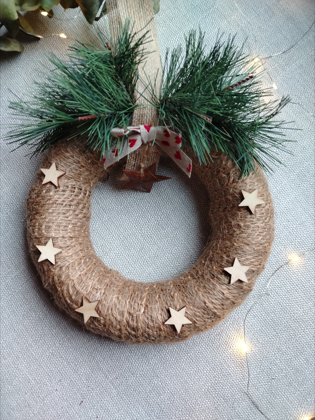 Small hessian Christmas wreath
