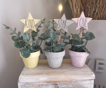 Load image into Gallery viewer, Potted Faux plant with wooden star pick
